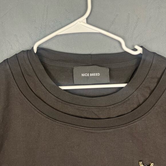 Nice Breed Crew Neck Double Collar tee 3/4 Length Sleeves Unisex Oversized EE-03 - Picture 2 of 6